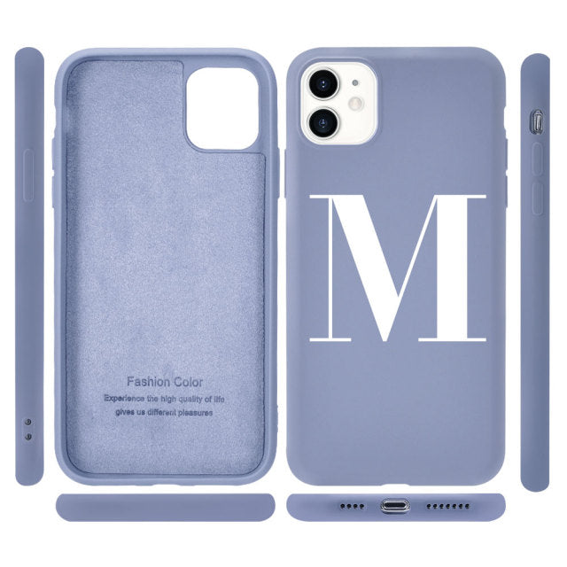 Custom Name Initial letter Diy Phone Case For iphone SE  6 6S 7 8 Plus X XS XR XS Max 11 Pro 12 Mini MAX Liquid Silicone Case