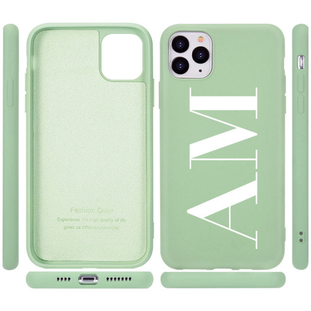 Custom Name Initial letter Diy Phone Case For iphone SE  6 6S 7 8 Plus X XS XR XS Max 11 Pro 12 Mini MAX Liquid Silicone Case