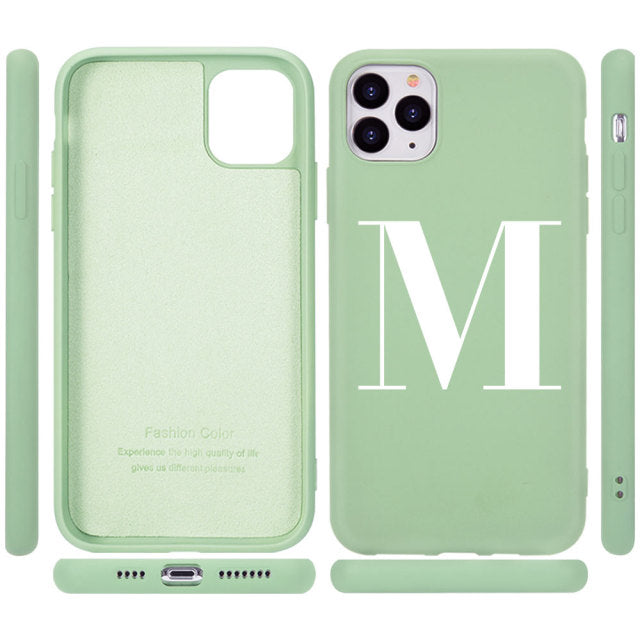 Custom Name Initial letter Diy Phone Case For iphone SE  6 6S 7 8 Plus X XS XR XS Max 11 Pro 12 Mini MAX Liquid Silicone Case