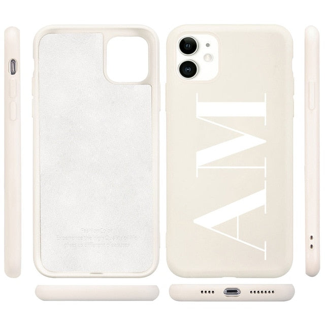 Custom Name Initial letter Diy Phone Case For iphone SE  6 6S 7 8 Plus X XS XR XS Max 11 Pro 12 Mini MAX Liquid Silicone Case