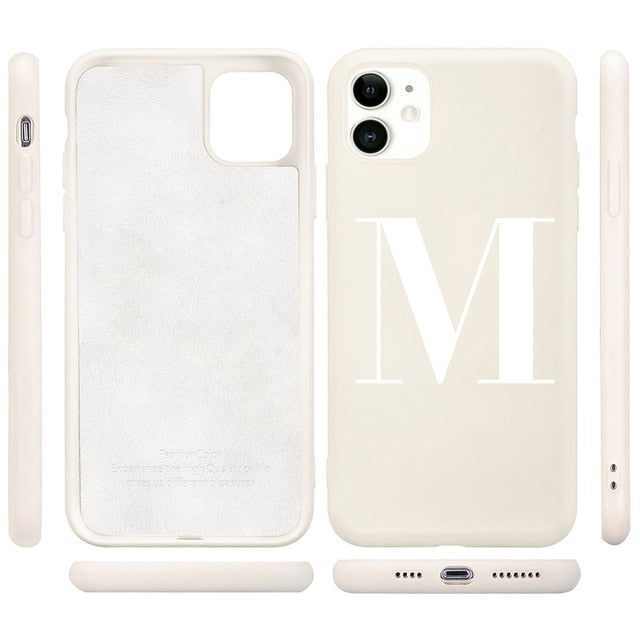 Custom Name Initial letter Diy Phone Case For iphone SE  6 6S 7 8 Plus X XS XR XS Max 11 Pro 12 Mini MAX Liquid Silicone Case