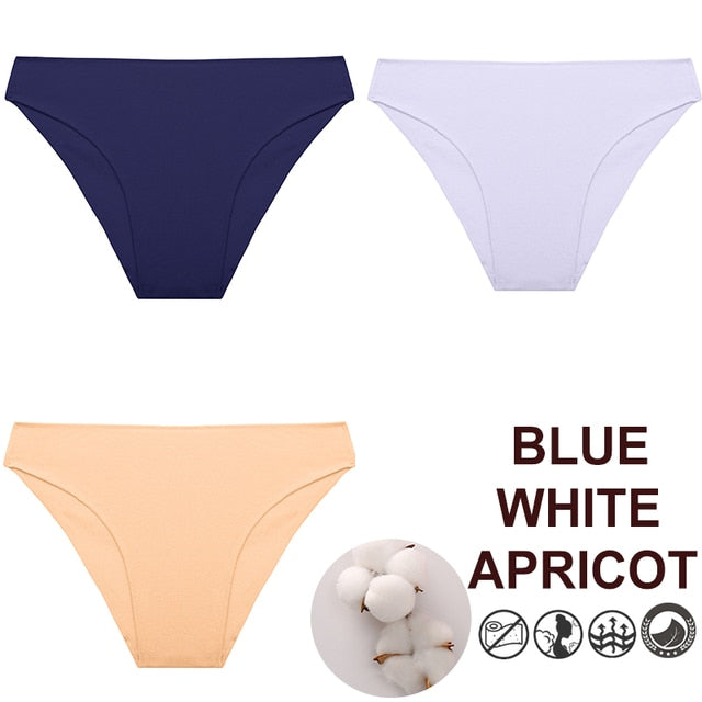 FINETOO 3PCS/Set M-XXL Panties Women Cotton Lingerie Woman Underwear Sexy Femme Underwear Girls Underpant Panty  7 Solid Colors