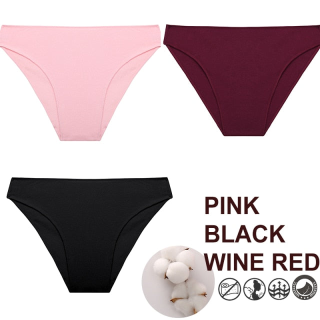 FINETOO 3PCS/Set M-XXL Panties Women Cotton Lingerie Woman Underwear Sexy Femme Underwear Girls Underpant Panty  7 Solid Colors