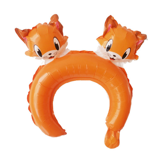 20pcs Cute Animal Tiara Headband Balloon Frog Panda Fox Tiger Cat Baby Shower Kids Toy Happy Birthday Wedding Party Decoration