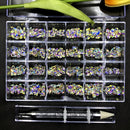 400/480PCS Crystal AB Rhinestone In Grids 20PC/Shape Flat- Back Nail Art Rhinestone Gem With 1 Pick Up Pen In Clear Big Box H&*&
