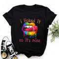 ZOGANKIN Cool Streetwear Female Black T-shirt Rainbow Lip and Butterfly Print Harajuku  Women Summer Cotton T Shirt Femme Tops