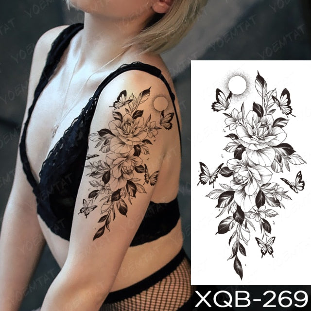 Waterproof Temporary Tattoo Sticker I Love You Flash Tattoos Lip Print Butterfly Flowers Body Art Arm Fake Sleeve Tatoo Women