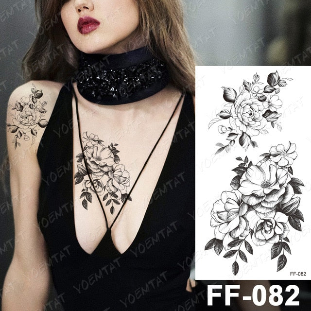 Waterproof Temporary Tattoo Sticker I Love You Flash Tattoos Lip Print Butterfly Flowers Body Art Arm Fake Sleeve Tatoo Women