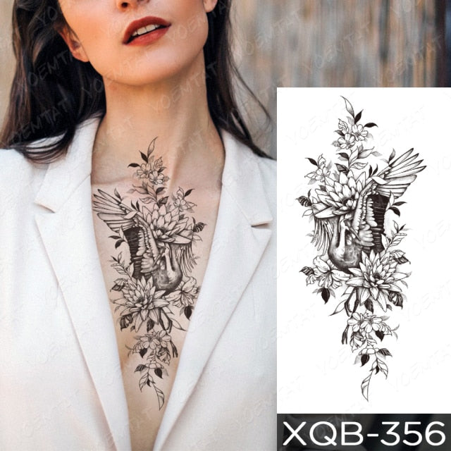 Waterproof Temporary Tattoo Sticker I Love You Flash Tattoos Lip Print Butterfly Flowers Body Art Arm Fake Sleeve Tatoo Women