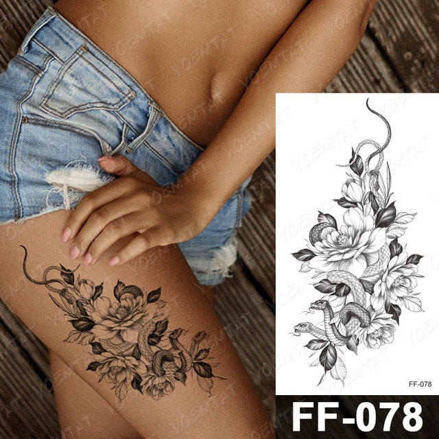 Waterproof Temporary Tattoo Sticker I Love You Flash Tattoos Lip Print Butterfly Flowers Body Art Arm Fake Sleeve Tatoo Women