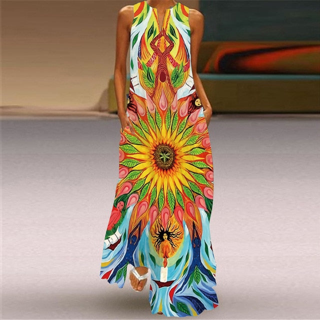 MOVOKAKA Summer Long Dress 2021 Elegant Robe Dress Party Sleeveless Dresses Women Casual Sundress Vintage Maxi Dresses For Women