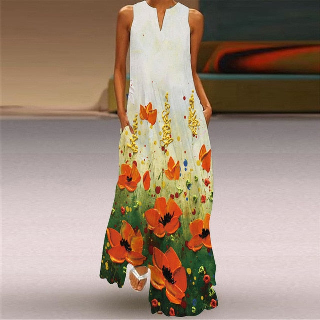 MOVOKAKA Summer Long Dress 2021 Elegant Robe Dress Party Sleeveless Dresses Women Casual Sundress Vintage Maxi Dresses For Women