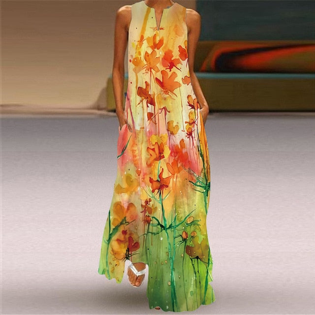 MOVOKAKA Summer Long Dress 2021 Elegant Robe Dress Party Sleeveless Dresses Women Casual Sundress Vintage Maxi Dresses For Women