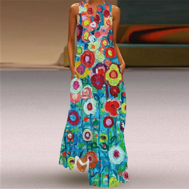 MOVOKAKA Summer Long Dress 2021 Elegant Robe Dress Party Sleeveless Dresses Women Casual Sundress Vintage Maxi Dresses For Women