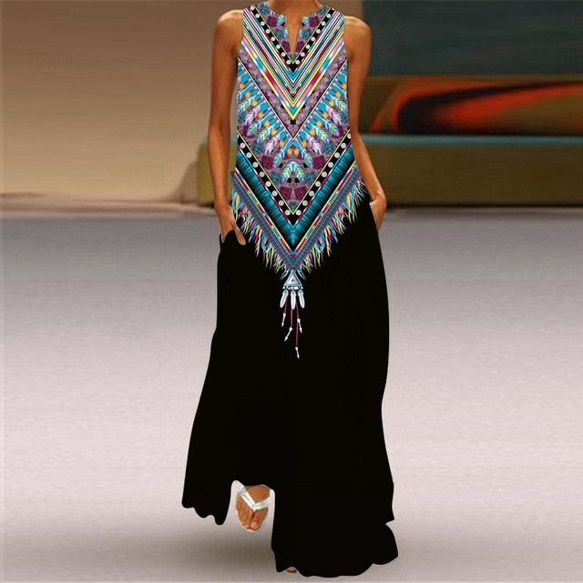 MOVOKAKA Summer Long Dress 2021 Elegant Robe Dress Party Sleeveless Dresses Women Casual Sundress Vintage Maxi Dresses For Women