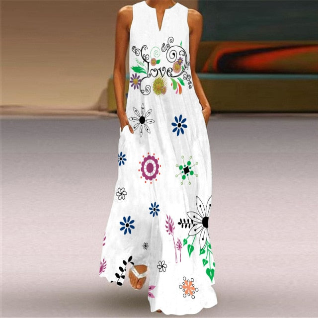 MOVOKAKA Summer Long Dress 2021 Elegant Robe Dress Party Sleeveless Dresses Women Casual Sundress Vintage Maxi Dresses For Women