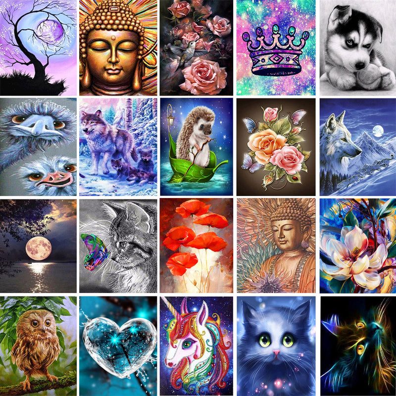 20 Pattern Round Diy Diamond Painting Cross Ctitch Kits 5D Diamond Mosaic Embroidery Flower Owl Mosaic Painting New Year Gift