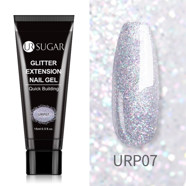 UR SUGAR 15ml Silver Glitter Extension Nail Gel Gel Varnishes Hybrid For Nails Extension Nail Semi-permanent Gel