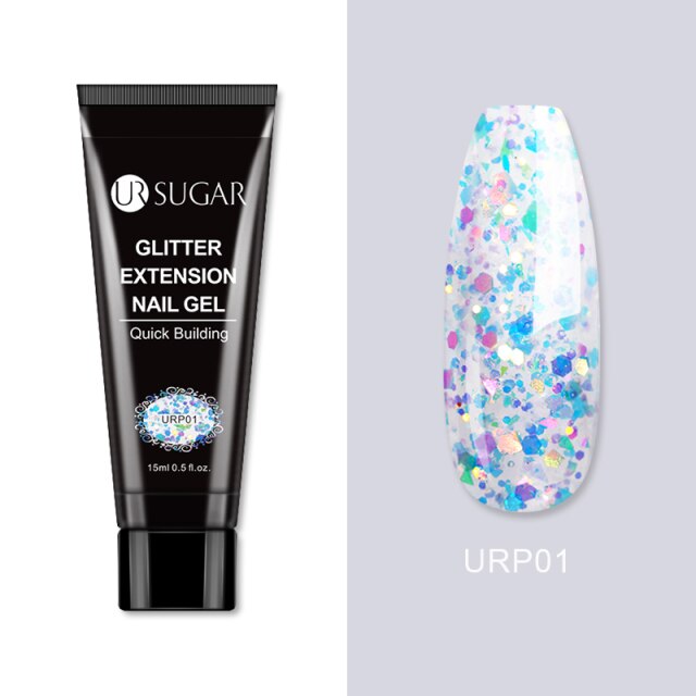 UR SUGAR 15ml Silver Glitter Extension Nail Gel Gel Varnishes Hybrid For Nails Extension Nail Semi-permanent Gel