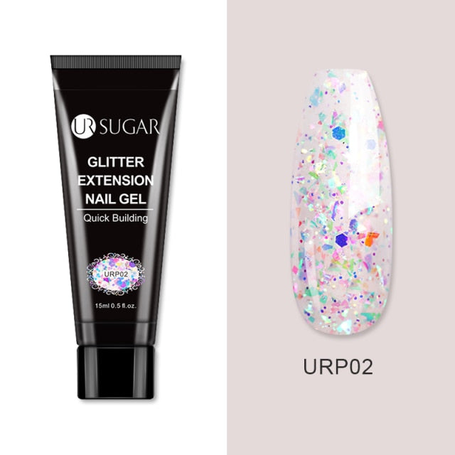 UR SUGAR 15ml Silver Glitter Extension Nail Gel Gel Varnishes Hybrid For Nails Extension Nail Semi-permanent Gel