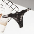 Sexy Women Underwear Rhinestone Letter Thongs Lace Transparent T Back for Female Low Rise Soft Ladies Panties Black Lingerie