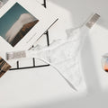 Sexy Women Underwear Rhinestone Letter Thongs Lace Transparent T Back for Female Low Rise Soft Ladies Panties Black Lingerie