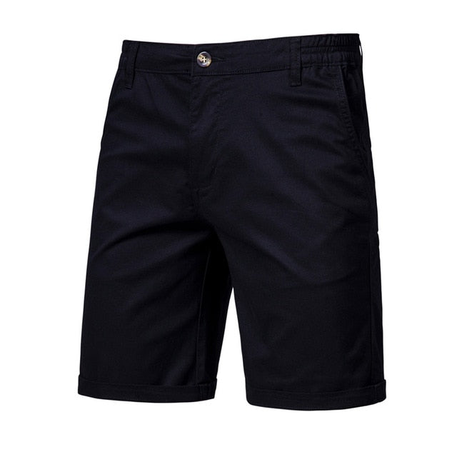 2020 New Summer 100% Cotton Solid Shorts Men High Quality Casual Business Social Elastic Waist Men Shorts 10 Colors Beach Shorts