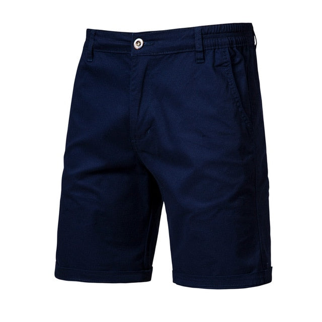 2020 New Summer 100% Cotton Solid Shorts Men High Quality Casual Business Social Elastic Waist Men Shorts 10 Colors Beach Shorts