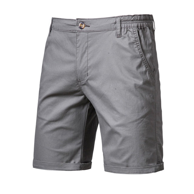 2020 New Summer 100% Cotton Solid Shorts Men High Quality Casual Business Social Elastic Waist Men Shorts 10 Colors Beach Shorts