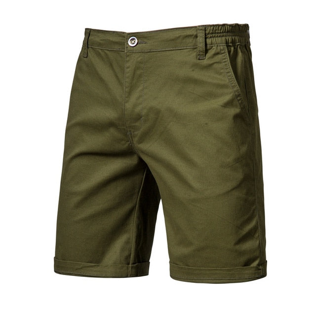 2020 New Summer 100% Cotton Solid Shorts Men High Quality Casual Business Social Elastic Waist Men Shorts 10 Colors Beach Shorts