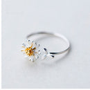 Korean Style Daisy Flower Elegant Opening Rings Women Adjustable Wedding Party Engagement Finger Rings Statement Jewelry Gift
