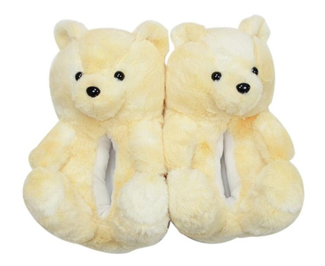 Teddy Bear women christmas plush slippers Cartoon Cute Bear House Slipper Furry Faux Fur Slides Woman Furry Flip Flop Shoes