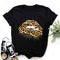 ZOGANKIN Summer Fashion Shirt Lips Leopard Graphic T Shirt Women Tops Base O-neckBlack Tees Kiss Leopard Lip Funny Girls Tshirt