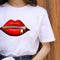 ZOGANKIN Summer Fashion Shirt Lips Leopard Graphic T Shirt Women Tops Base O-neckBlack Tees Kiss Leopard Lip Funny Girls Tshirt