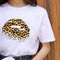 ZOGANKIN Summer Fashion Shirt Lips Leopard Graphic T Shirt Women Tops Base O-neckBlack Tees Kiss Leopard Lip Funny Girls Tshirt