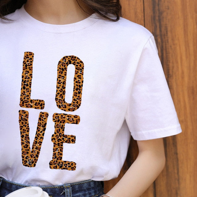 ZOGANKIN Summer Fashion Shirt Lips Leopard Graphic T Shirt Women Tops Base O-neckBlack Tees Kiss Leopard Lip Funny Girls Tshirt