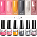 LILYCUTE 2/4/6 Pcs Gel Nail Polish Set 136Color Glitter Semi Permanent Hybrid Gel Varnish Base Top Coat Soak Off UV LED Nail Art