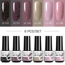 LILYCUTE 2/4/6 Pcs Gel Nail Polish Set 136Color Glitter Semi Permanent Hybrid Gel Varnish Base Top Coat Soak Off UV LED Nail Art