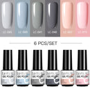 LILYCUTE 2/4/6 Pcs Gel Nail Polish Set 136Color Glitter Semi Permanent Hybrid Gel Varnish Base Top Coat Soak Off UV LED Nail Art