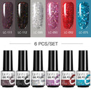 LILYCUTE 2/4/6 Pcs Gel Nail Polish Set 136Color Glitter Semi Permanent Hybrid Gel Varnish Base Top Coat Soak Off UV LED Nail Art