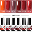 LILYCUTE 2/4/6 Pcs Gel Nail Polish Set 136Color Glitter Semi Permanent Hybrid Gel Varnish Base Top Coat Soak Off UV LED Nail Art