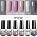 LILYCUTE 2/4/6 Pcs Gel Nail Polish Set 136Color Glitter Semi Permanent Hybrid Gel Varnish Base Top Coat Soak Off UV LED Nail Art