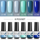 LILYCUTE 2/4/6 Pcs Gel Nail Polish Set 136Color Glitter Semi Permanent Hybrid Gel Varnish Base Top Coat Soak Off UV LED Nail Art