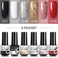 LILYCUTE 2/4/6 Pcs Gel Nail Polish Set 136Color Glitter Semi Permanent Hybrid Gel Varnish Base Top Coat Soak Off UV LED Nail Art
