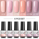 LILYCUTE 2/4/6 Pcs Gel Nail Polish Set 136Color Glitter Semi Permanent Hybrid Gel Varnish Base Top Coat Soak Off UV LED Nail Art