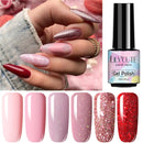 LILYCUTE 2/4/6 Pcs Gel Nail Polish Set 136Color Glitter Semi Permanent Hybrid Gel Varnish Base Top Coat Soak Off UV LED Nail Art