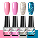 LILYCUTE 2/4/6 Pcs Gel Nail Polish Set 136Color Glitter Semi Permanent Hybrid Gel Varnish Base Top Coat Soak Off UV LED Nail Art