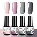 LILYCUTE 2/4/6 Pcs Gel Nail Polish Set 136Color Glitter Semi Permanent Hybrid Gel Varnish Base Top Coat Soak Off UV LED Nail Art