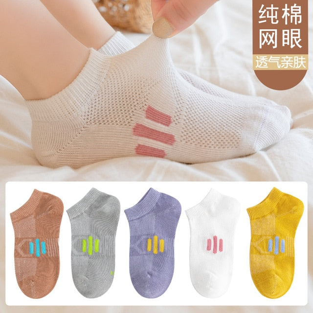 10Pcs/5Pairs Children Sock Breathable Sports Girls Boys Sokcs Unisex Cotton Stripe Chaussette Enfant Garcon Skarpetki Dla dzieci