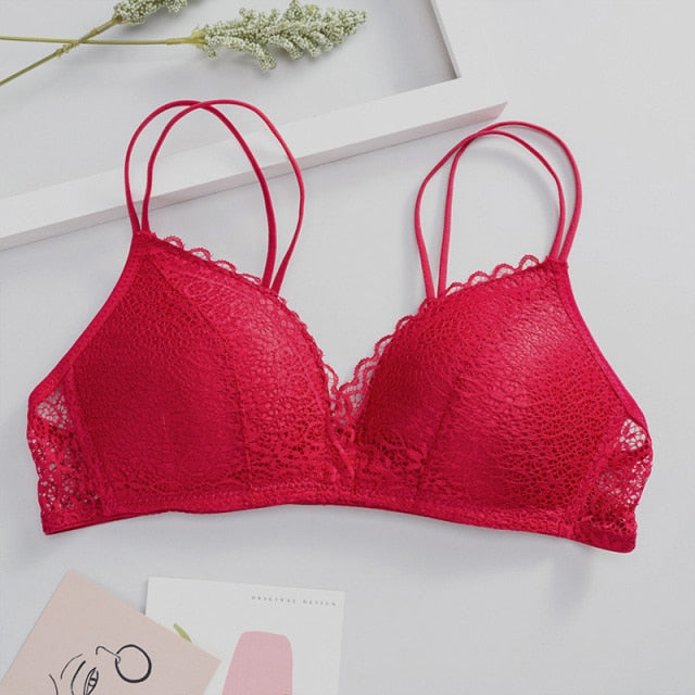 Women Bra Sexy Lace Bralette Floral Wireless Bra Female Underwear A B Cup Lingerie Soft Solid Color Fashion Brassiere
